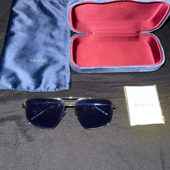 Gucci Sunglasses GG0941S Blue and Silver Sunglasses with GG Logo Lenses - Picture 5 of 6